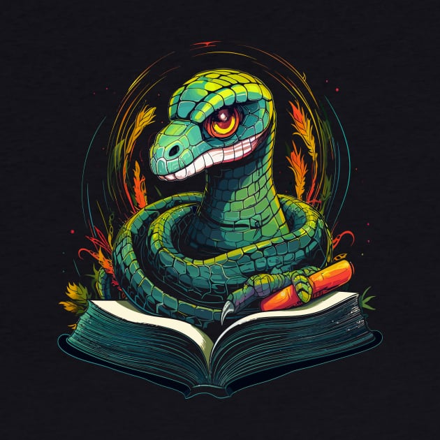 Snake Reads Book by JH Mart